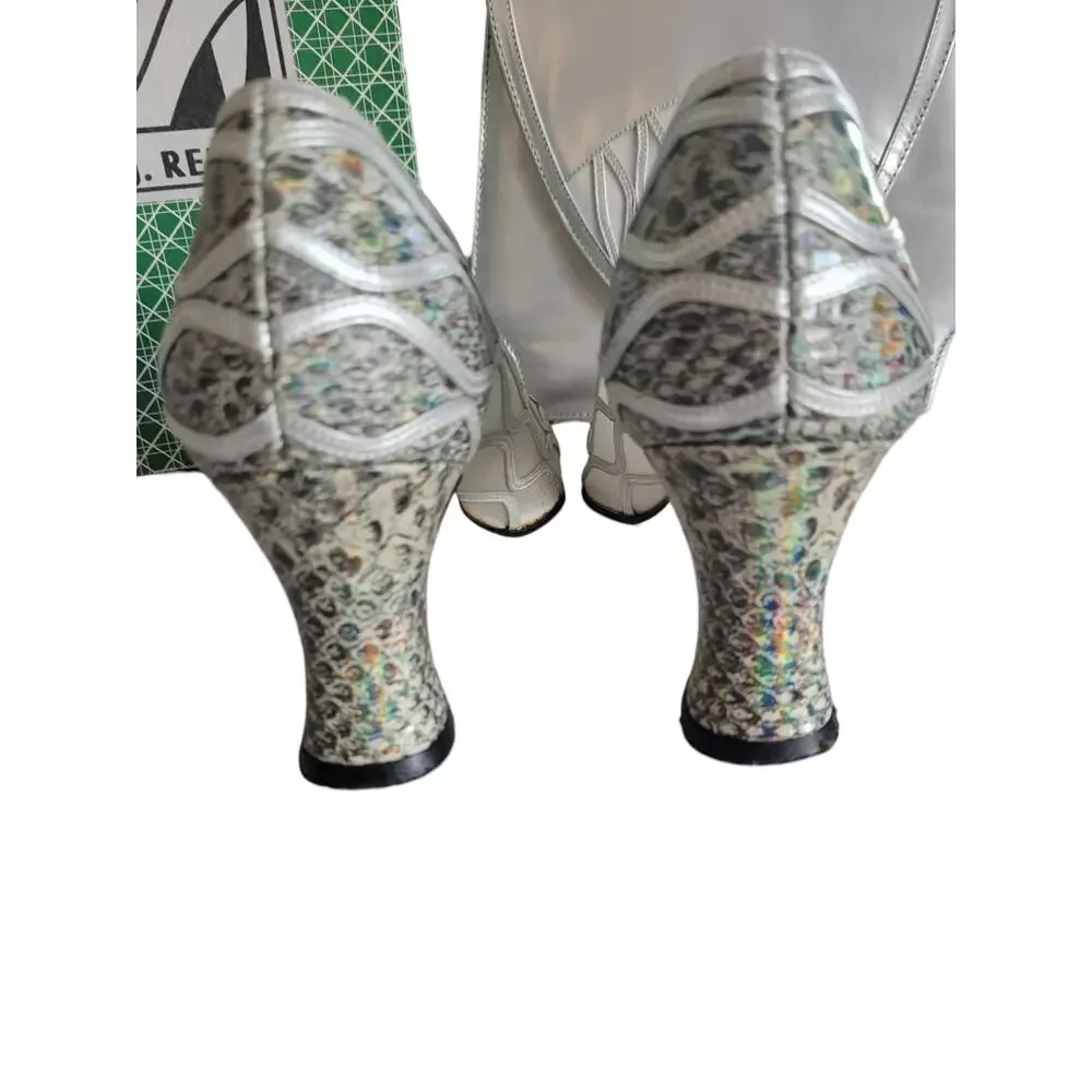STUNNING J. Renee Vintage 'BIANCO' Silver Iridescent Pumps plus Matching Purse